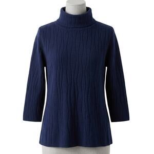 COS Turtleneck Sweater XS Navy Blue Minimalist Clean Girl Quiet Luxury Capsule